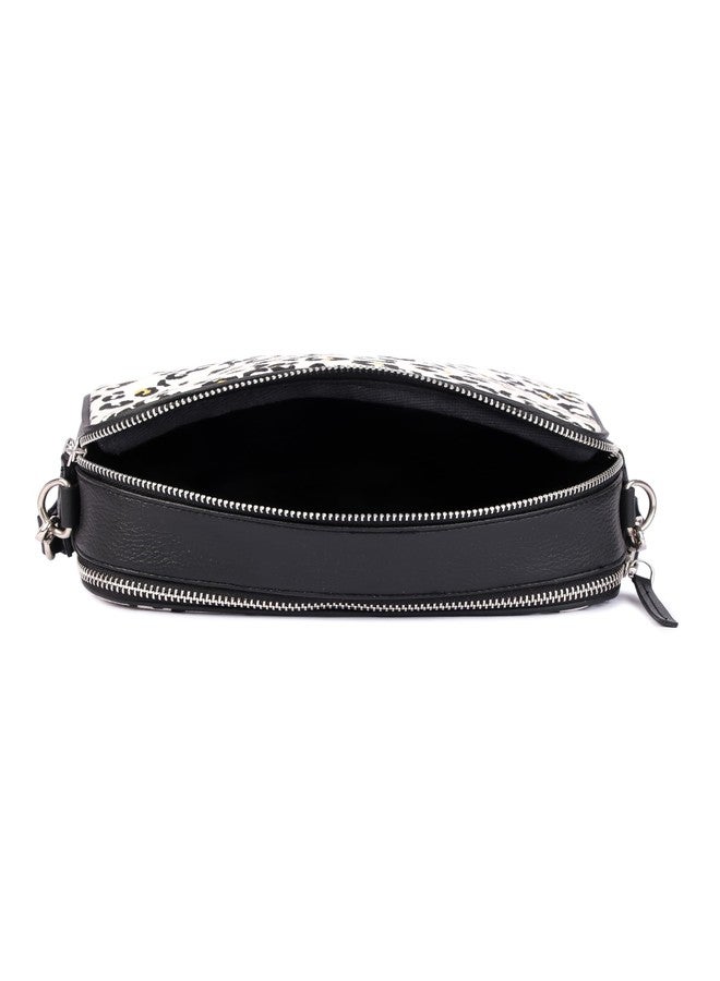 VASA Leopard Print Crossbody Bag, Black and White - Image 5